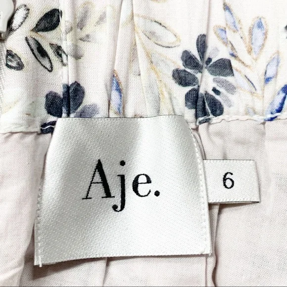 AJE Dellal Midi Skirt Wildflower Floral Print Size US 2 XS (AU 6) White Blue - Picture 7 of 12